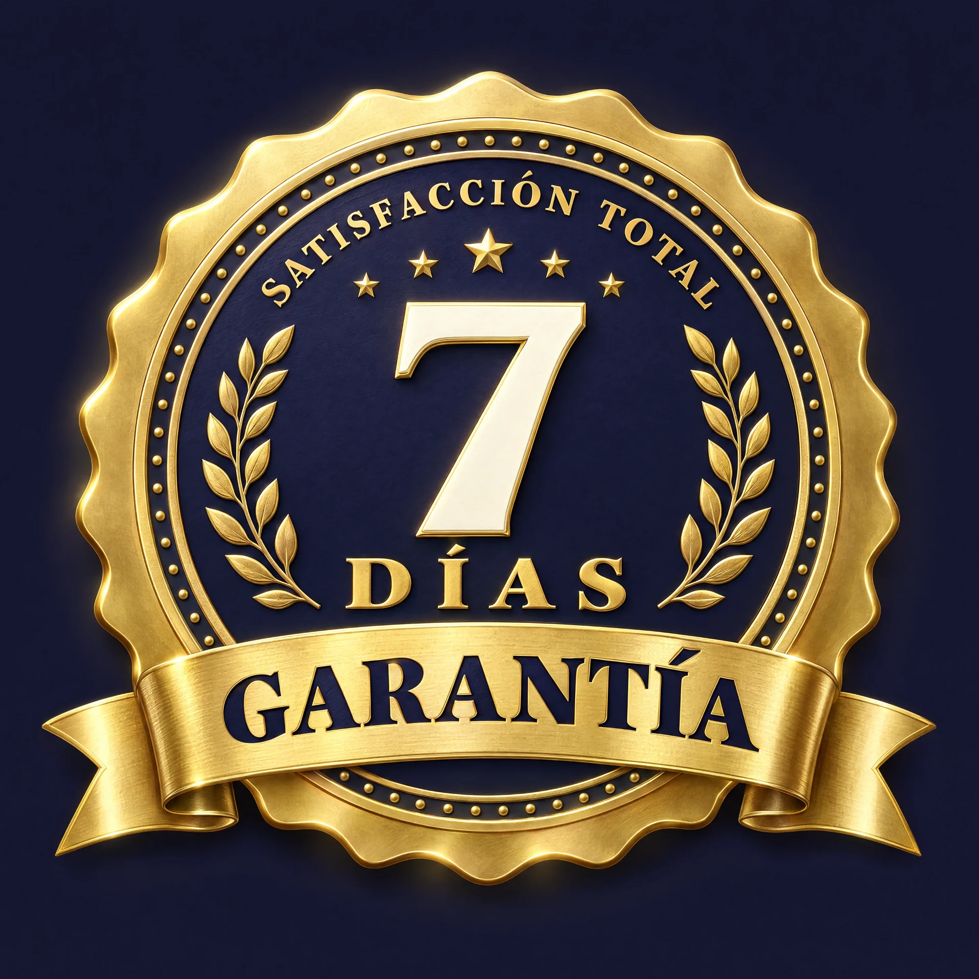 Sello dorado de garantía total de 7 días